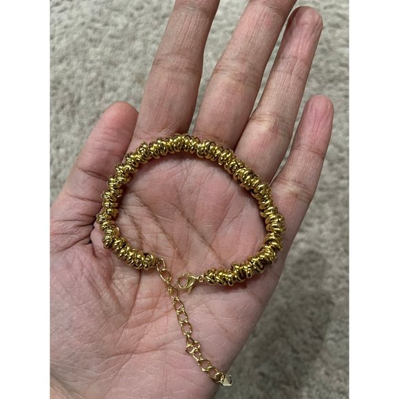 Gold statement bracelet chunky link chain cuff large bold vintage style metal - Picture 4 of 7